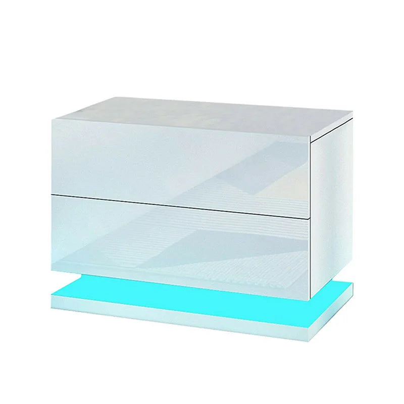 Bedside Table Nightstand Cabinet with LED Light