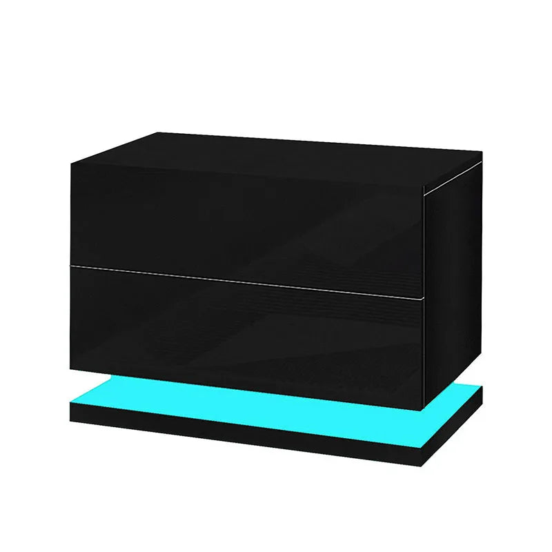 Bedside Table Nightstand Cabinet with LED Light