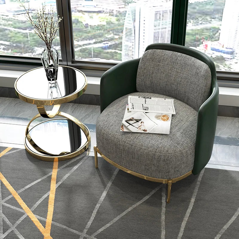 Gold Marble Round Glass Corner Table