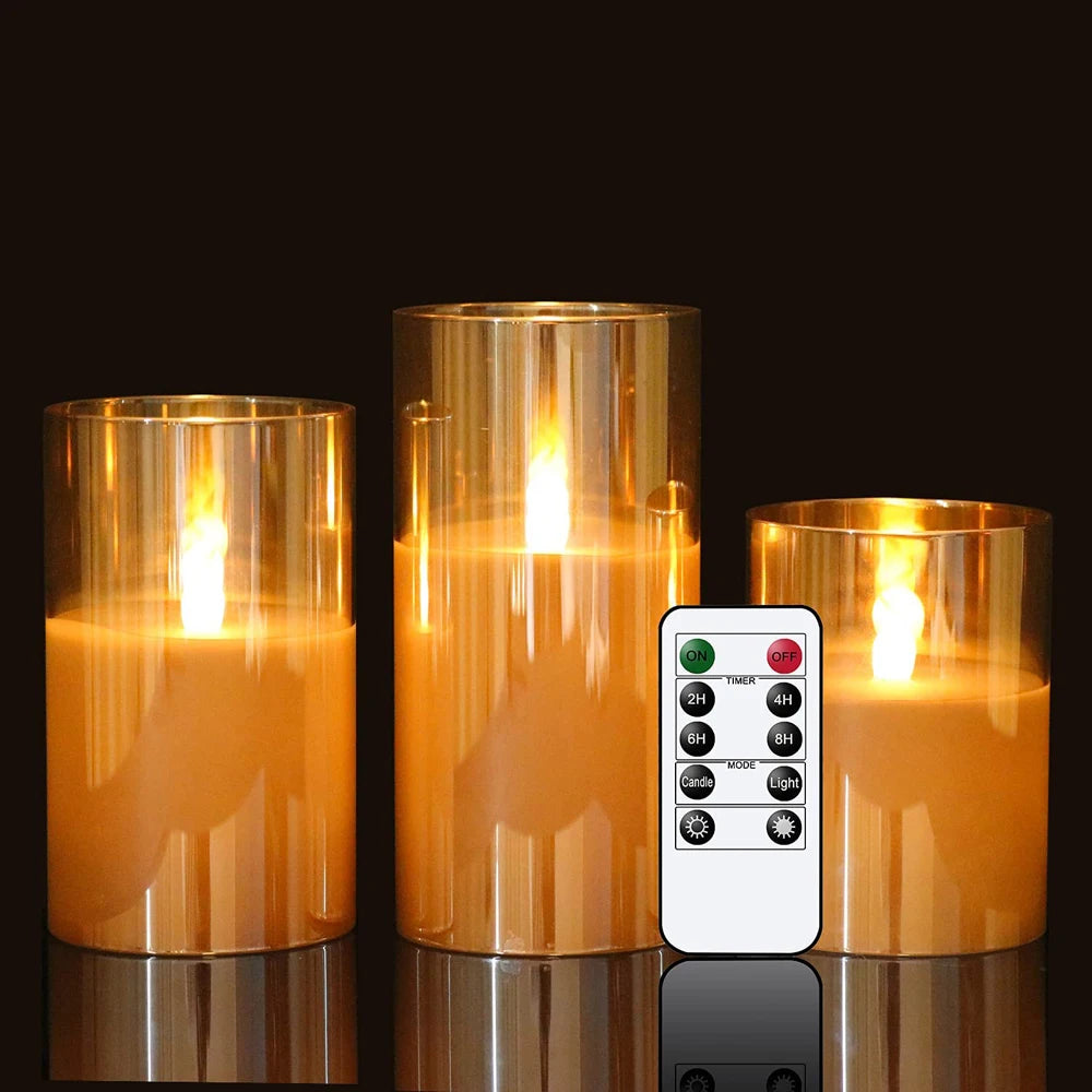 3Pcs LED Remote Control Candle Gift Set