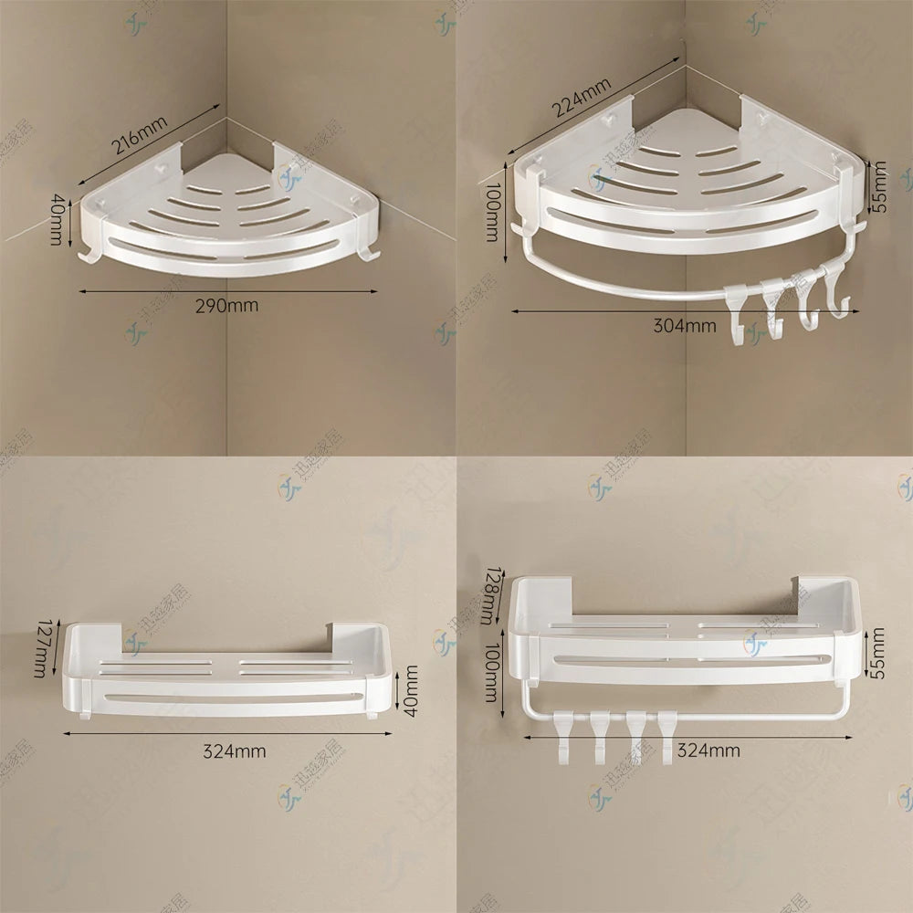 Bathroom Shelf White Aluminum