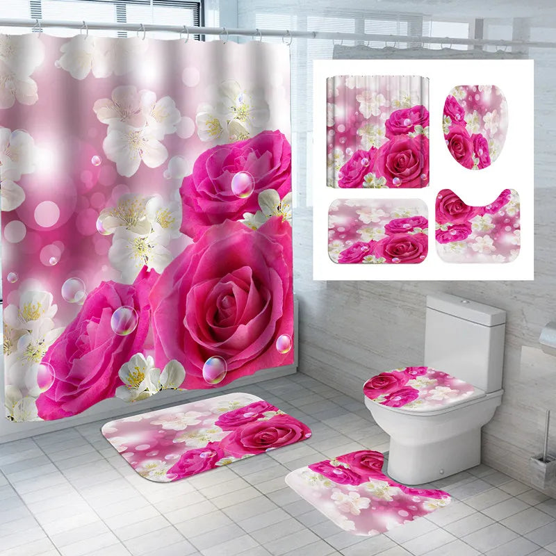 Golden Rose Shower Curtain Flowers