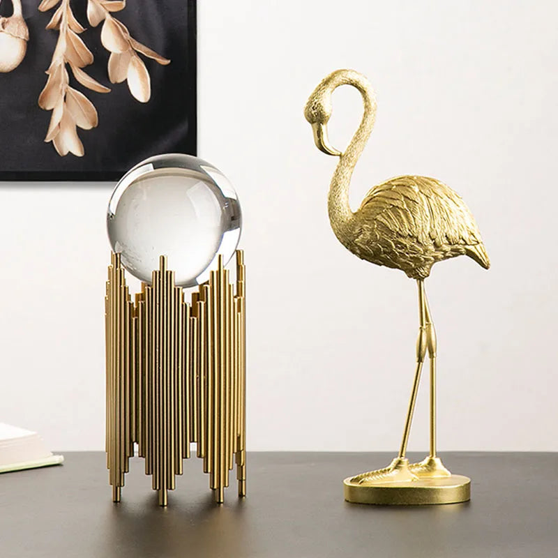 Resin Golden Flamingo Figurines for Collections
