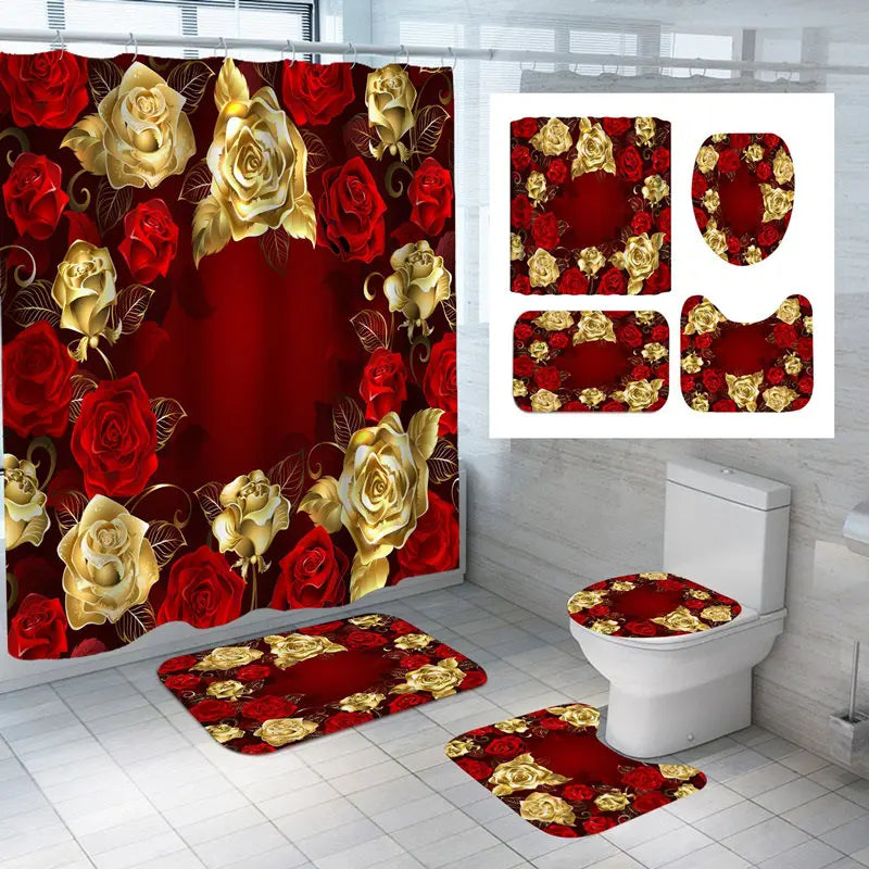 Golden Rose Shower Curtain Flowers