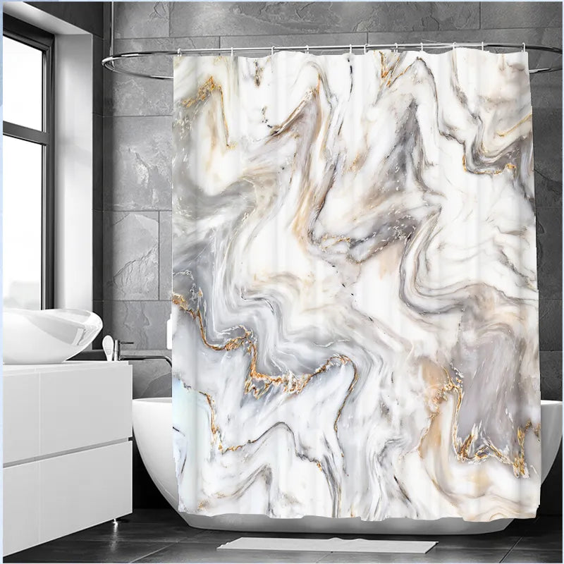 Abstract Marble Shower Curtain Crack Gold Texture