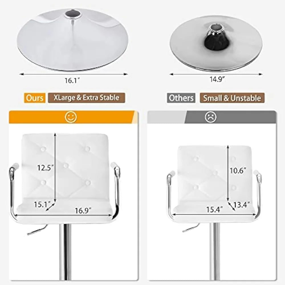 White Leather Swivel Adjustable Bar Stool Set