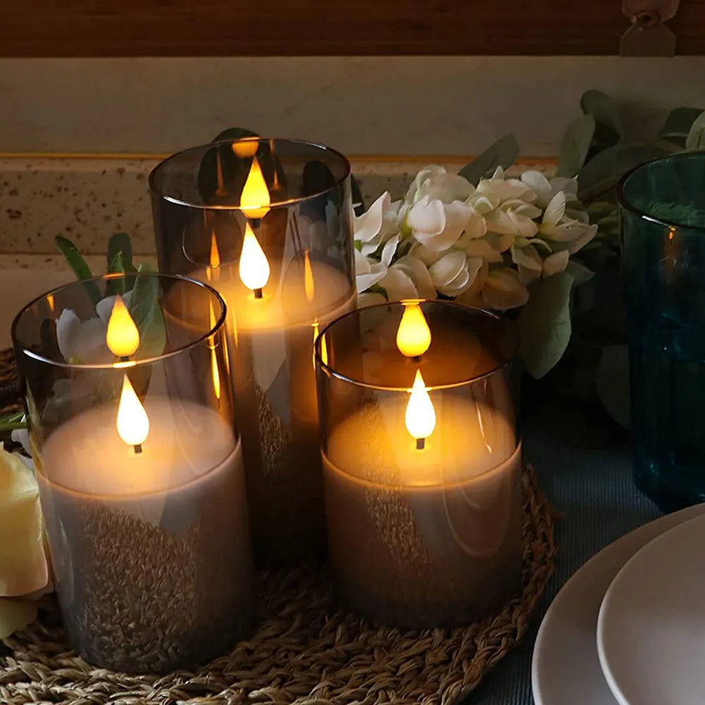 3Pcs LED Remote Control Candle Gift Set