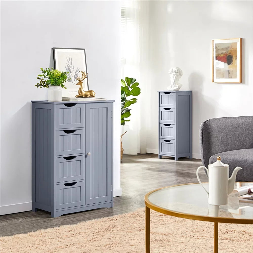 Wooden Bathroom Storage Cabinet with Drawers & Cupboard,