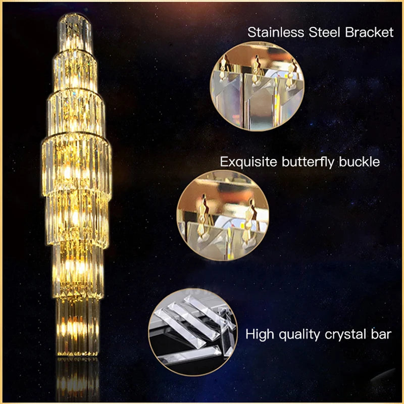 Large Gold Crystal LED Sconce Light Fixtures