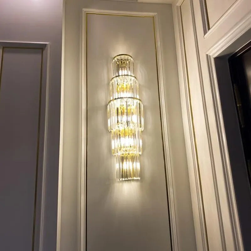 Large Gold Crystal LED Sconce Light Fixtures