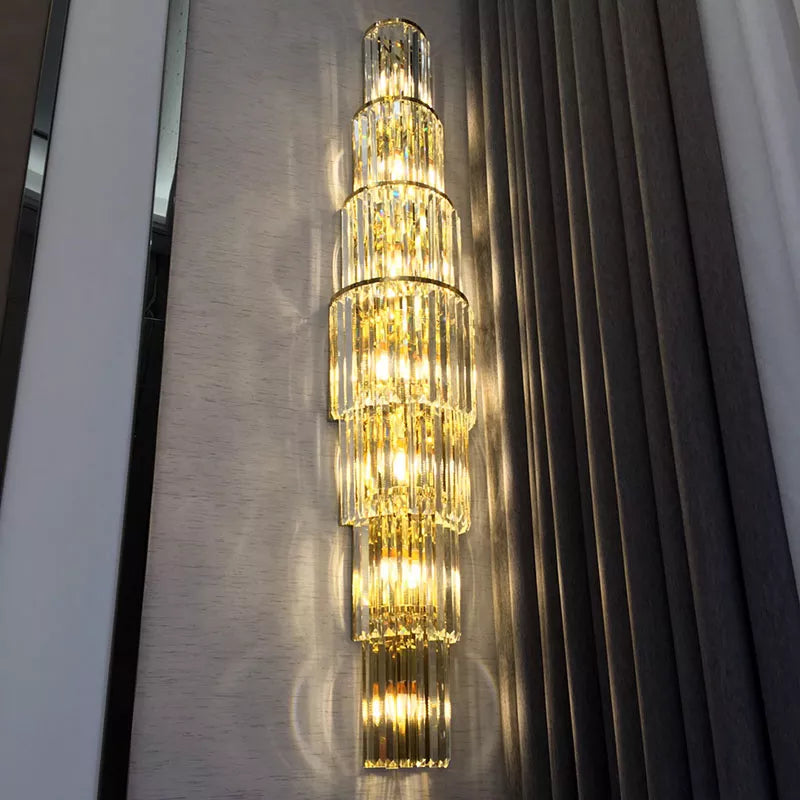 Large Gold Crystal LED Sconce Light Fixtures