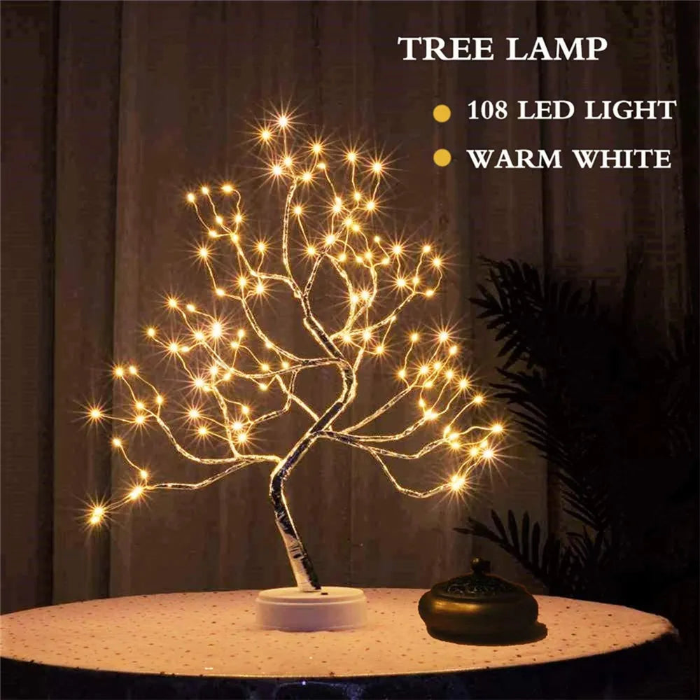 LED Night Light Christmas Tree Copper Wire Lamp