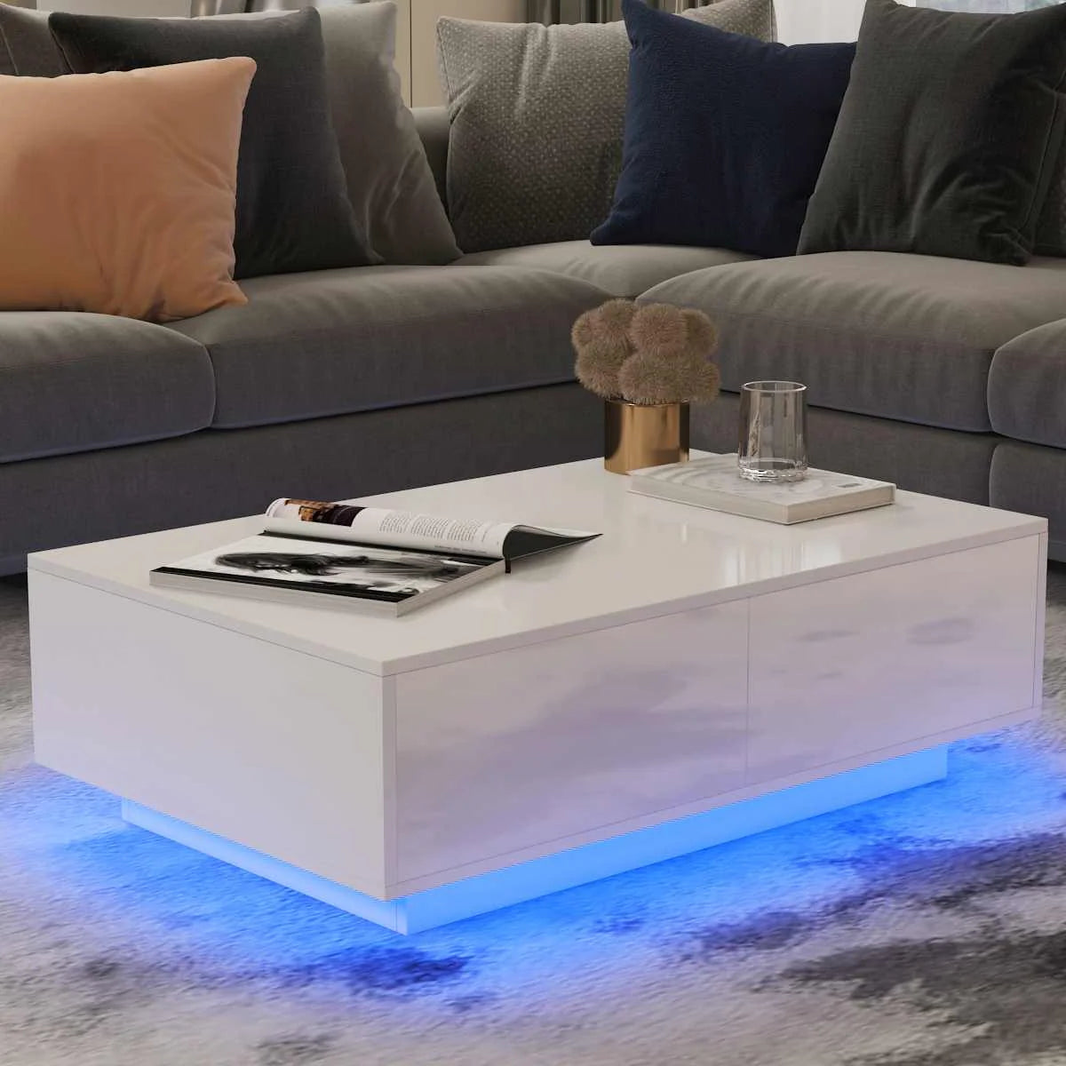 RGB LED Tea End Table For Home Office