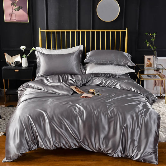 Queen Duvet Cover Set Silky Satin Sets