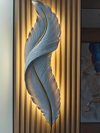 Resin Feather Background Wall light Sconce Fixtures