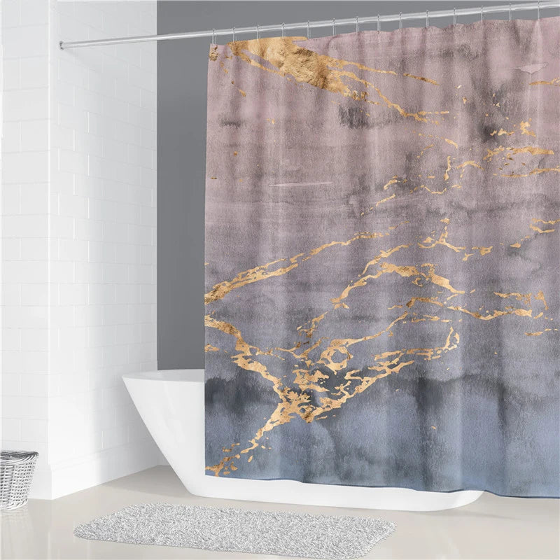 Abstract Marble Shower Curtain Crack Gold Texture