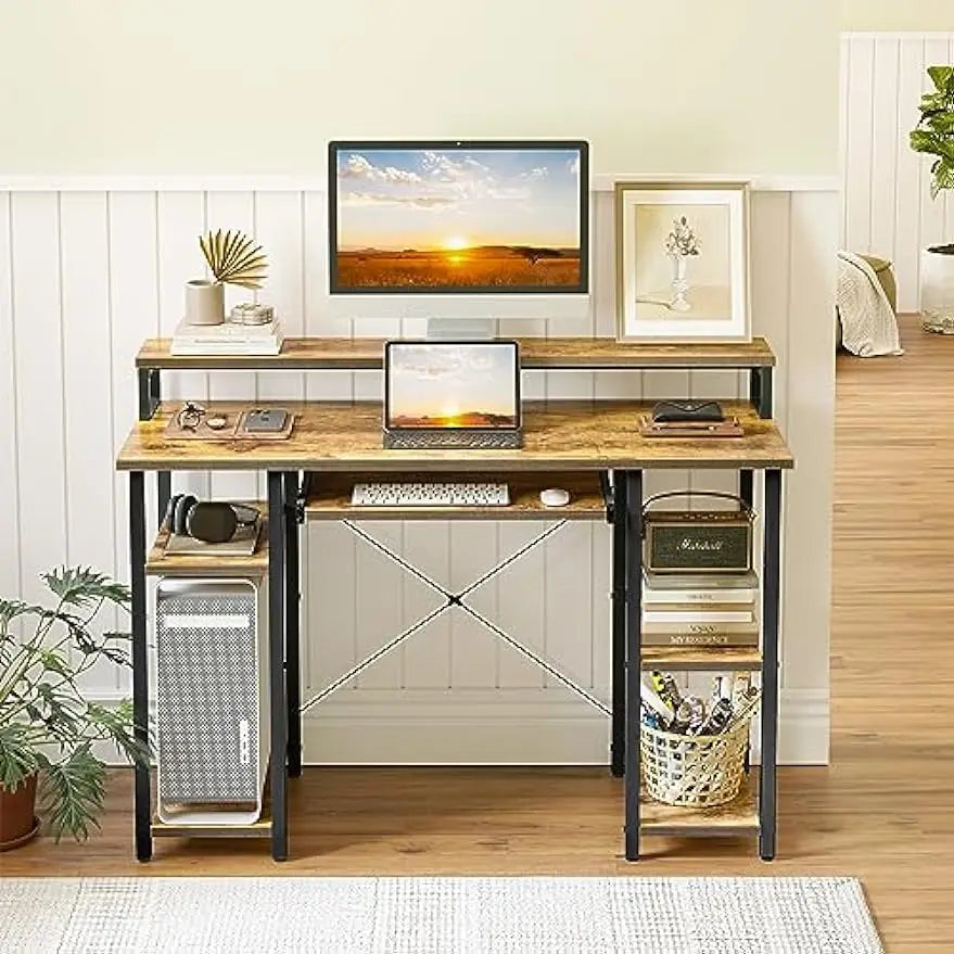 Rustic Home Office Desk for Computer and Keyboarding