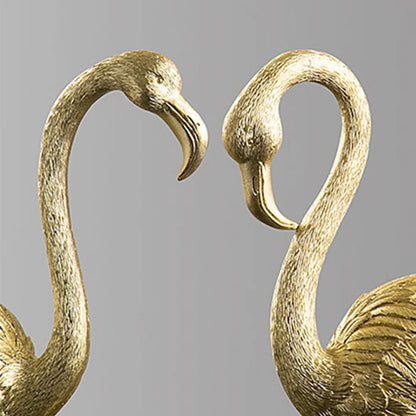 Resin Golden Flamingo Figurines for  Collections