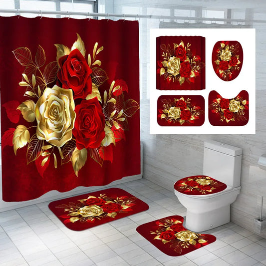 Golden Rose Shower Curtain Flowers