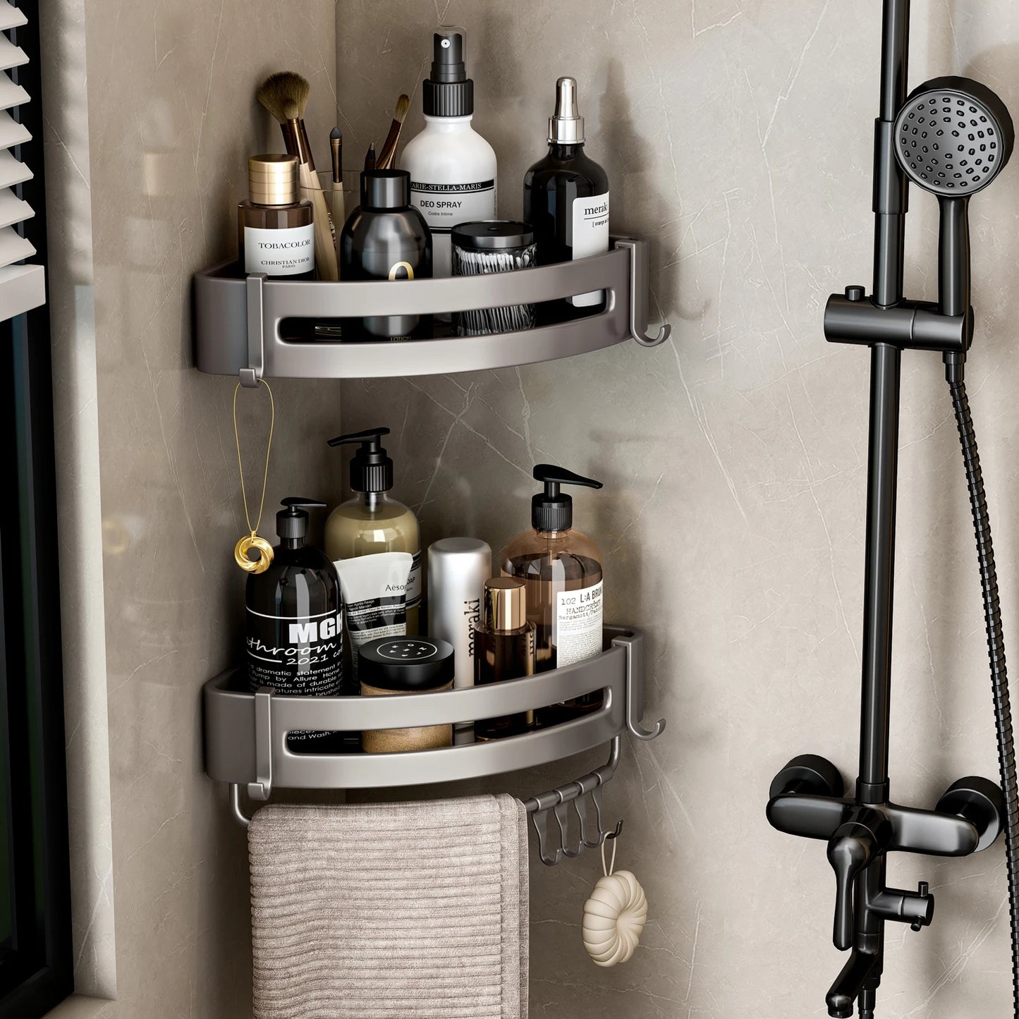 Aluminum Wall Mounted Corner Storage Rack