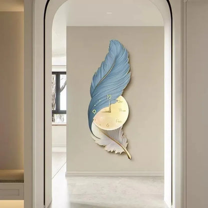 Large Art Feather Wall Clock