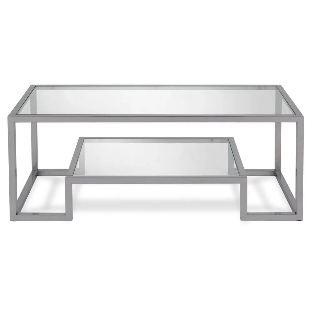 Evelyn & Zoe Contemporary Coffee Table with Glass Top and Shelf