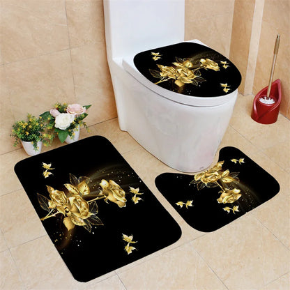 Golden Rose Shower Curtain Flowers