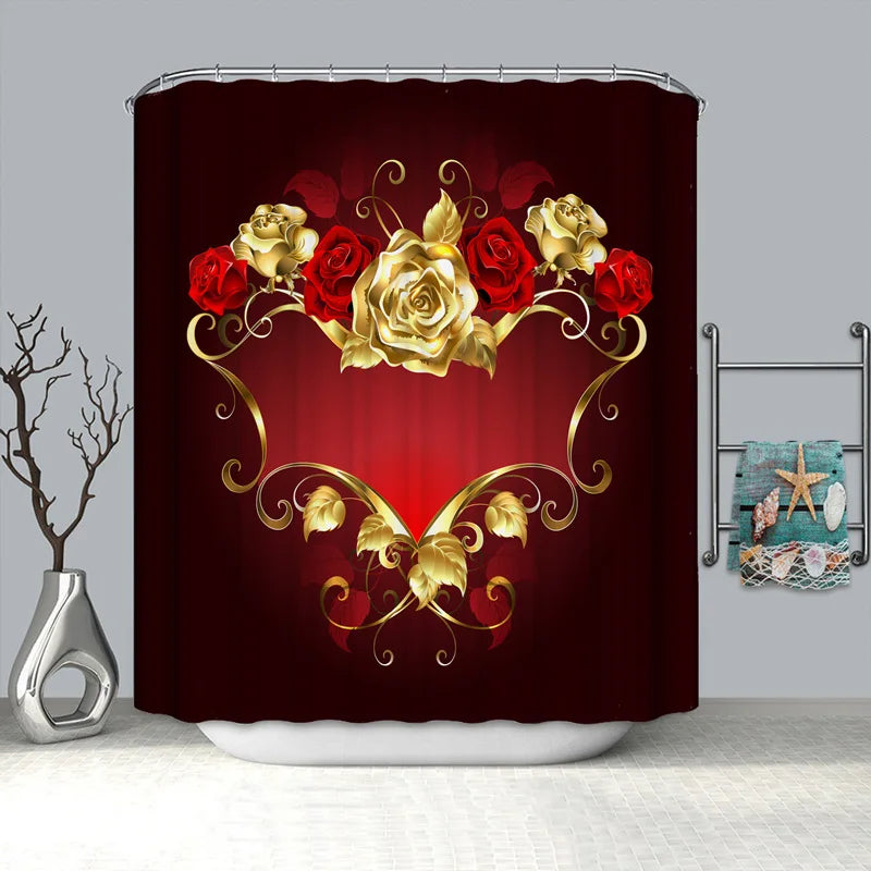 Golden Rose Shower Curtain Flowers