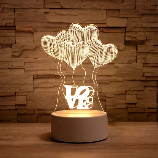 3D Lamp Heart-shaped LED Night Light Table