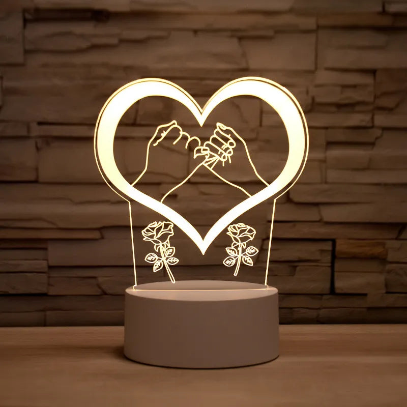 3D Lamp Heart-shaped LED Night Light Table