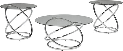 Contemporary Round 3-Piece Occasional Table Set