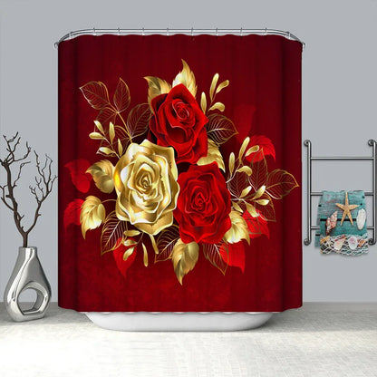 Golden Rose Shower Curtain Flowers