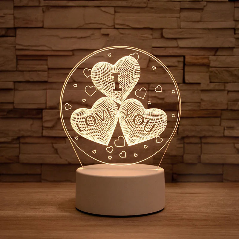 3D Lamp Heart-shaped LED Night Light Table