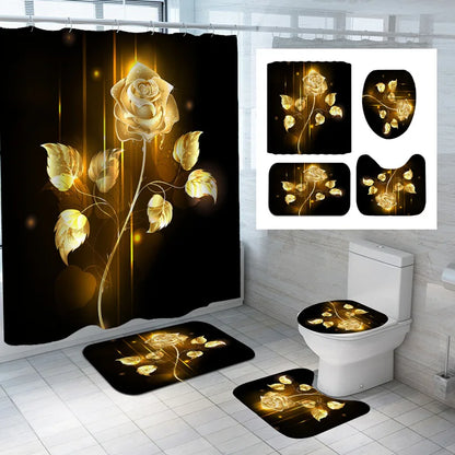 Golden Rose Shower Curtain Flowers