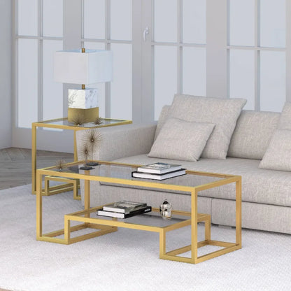 Evelyn & Zoe Contemporary Coffee Table with Glass Top and Shelf