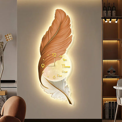 Large Art Feather Wall Clock