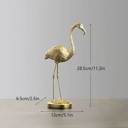 Resin Golden Flamingo Figurines for  Collections