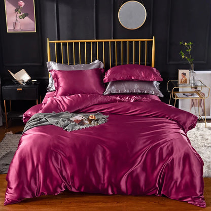 Queen Duvet Cover Set Silky Satin Sets