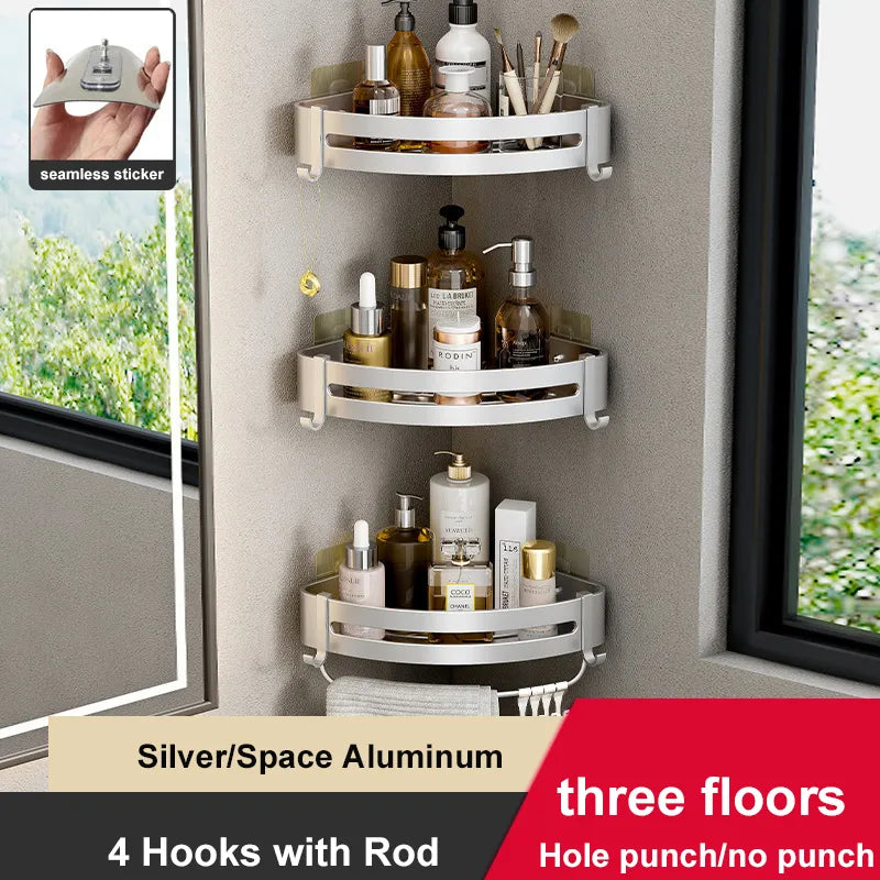 Aluminum Wall Mounted Corner Storage Rack