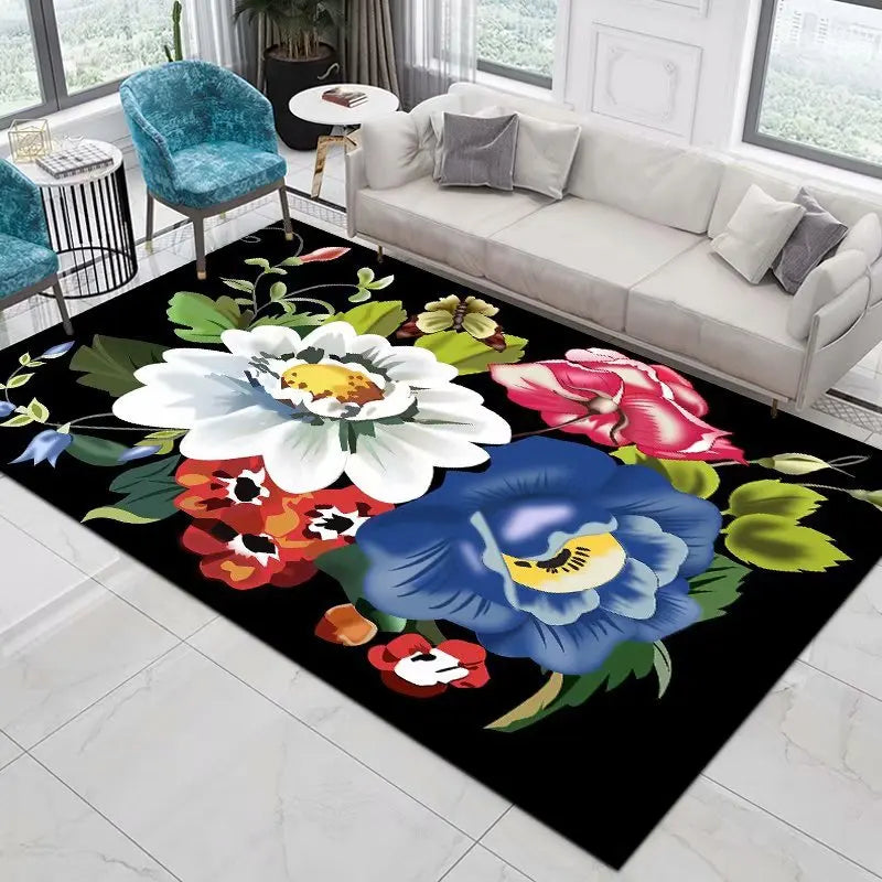 Flower Rose Peony Pastoral 3D Printed Carpet