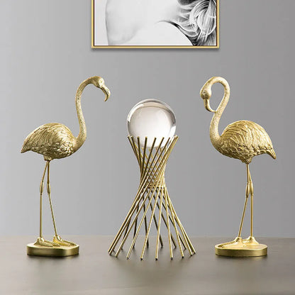 Resin Golden Flamingo Figurines for  Collections