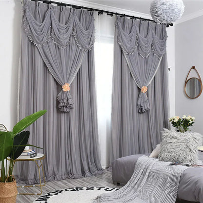 Princess Black Lace Curtains for Living room