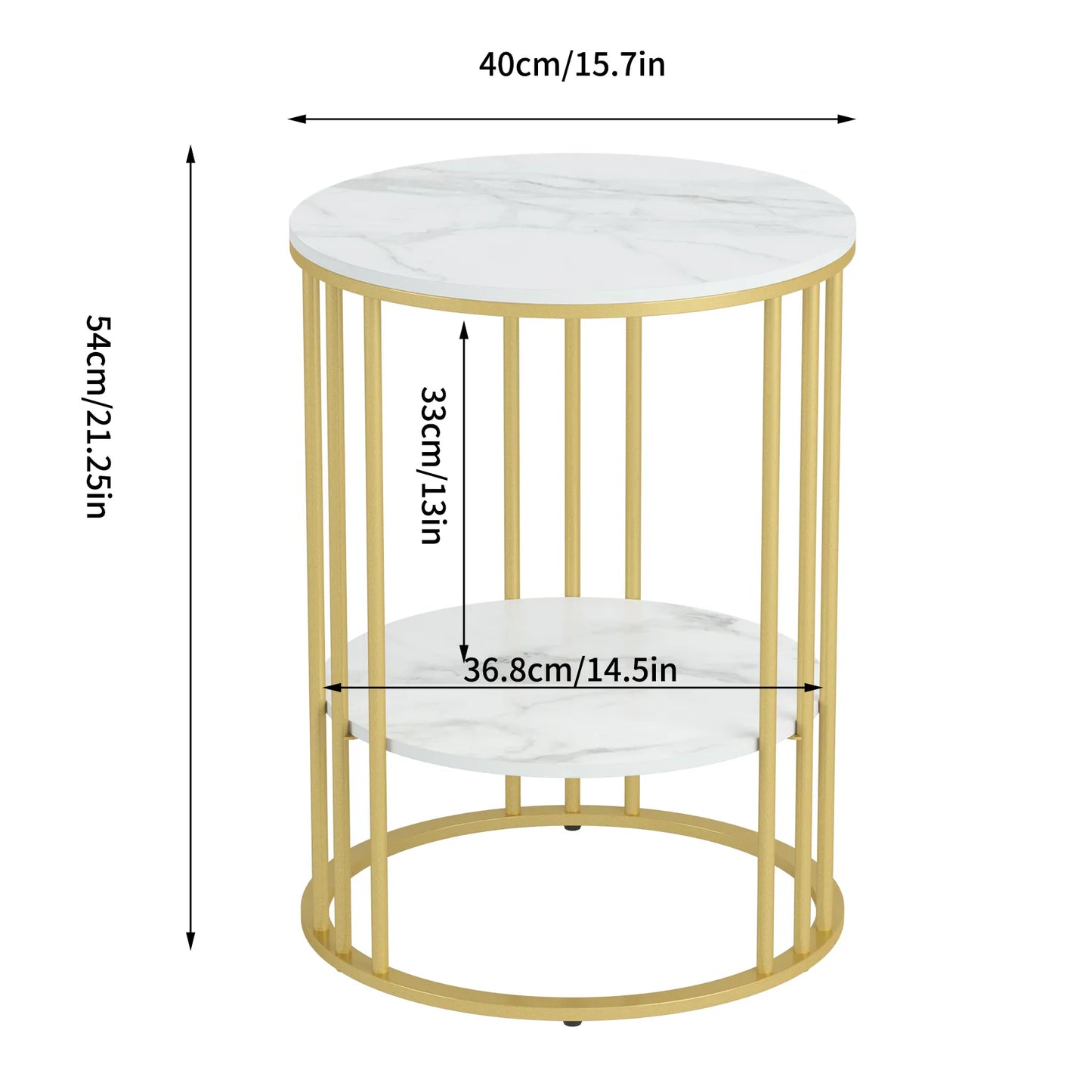 Gold Metal Frame Round Marble Accent Table