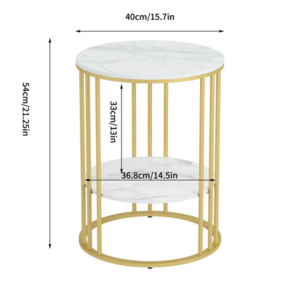 Gold Metal Frame Round Marble Accent Table