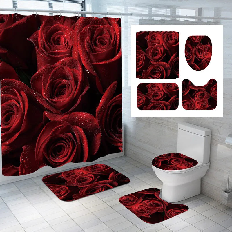 Golden Rose Shower Curtain Flowers