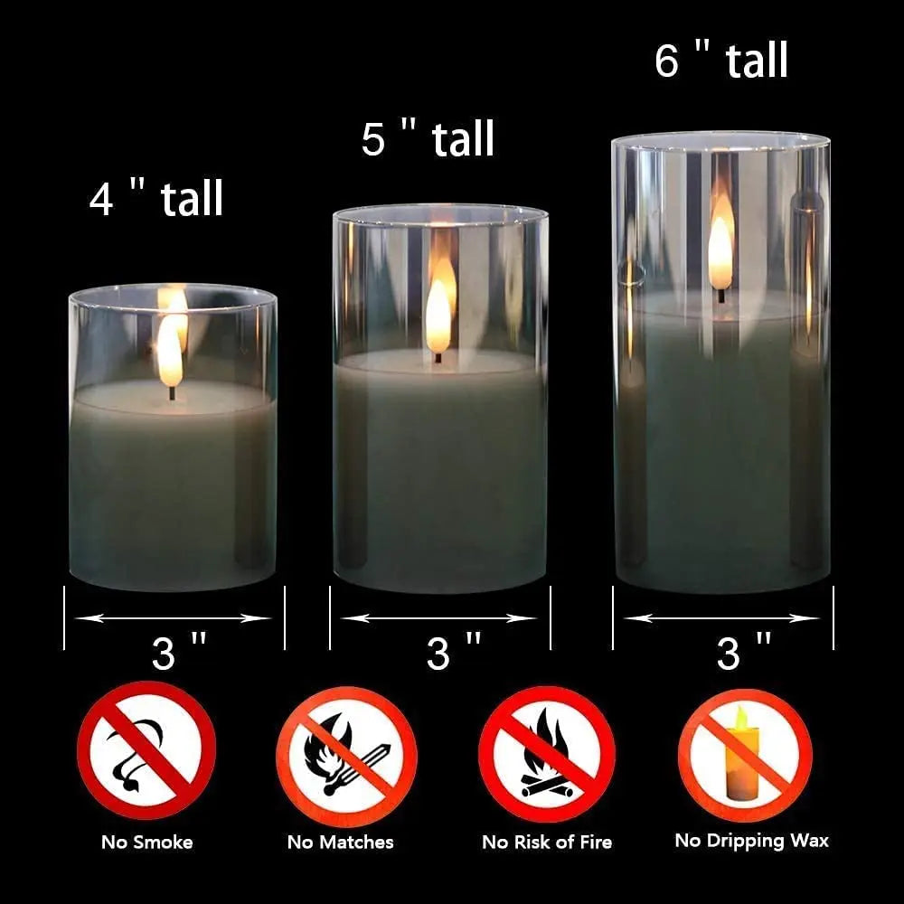 3Pcs LED Remote Control Candle Gift Set