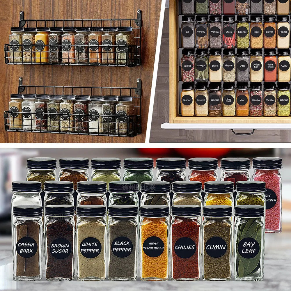 12-piece glass spice jars with labels