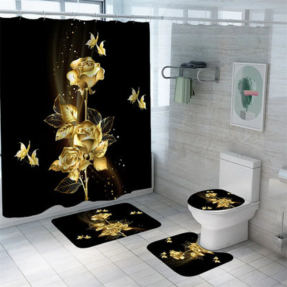 Golden Rose Shower Curtain Flowers