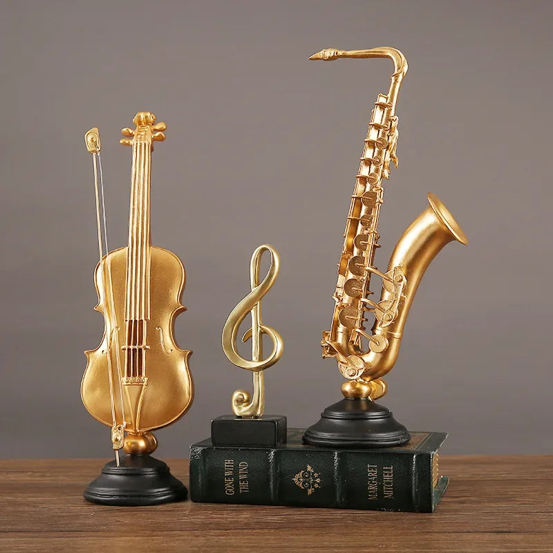 Violin Music Saxophone Figurine Instrument Home Decoration