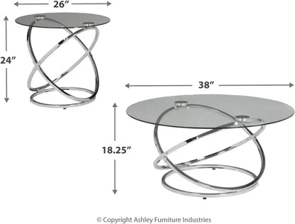 Contemporary Round 3-Piece Occasional Table Set